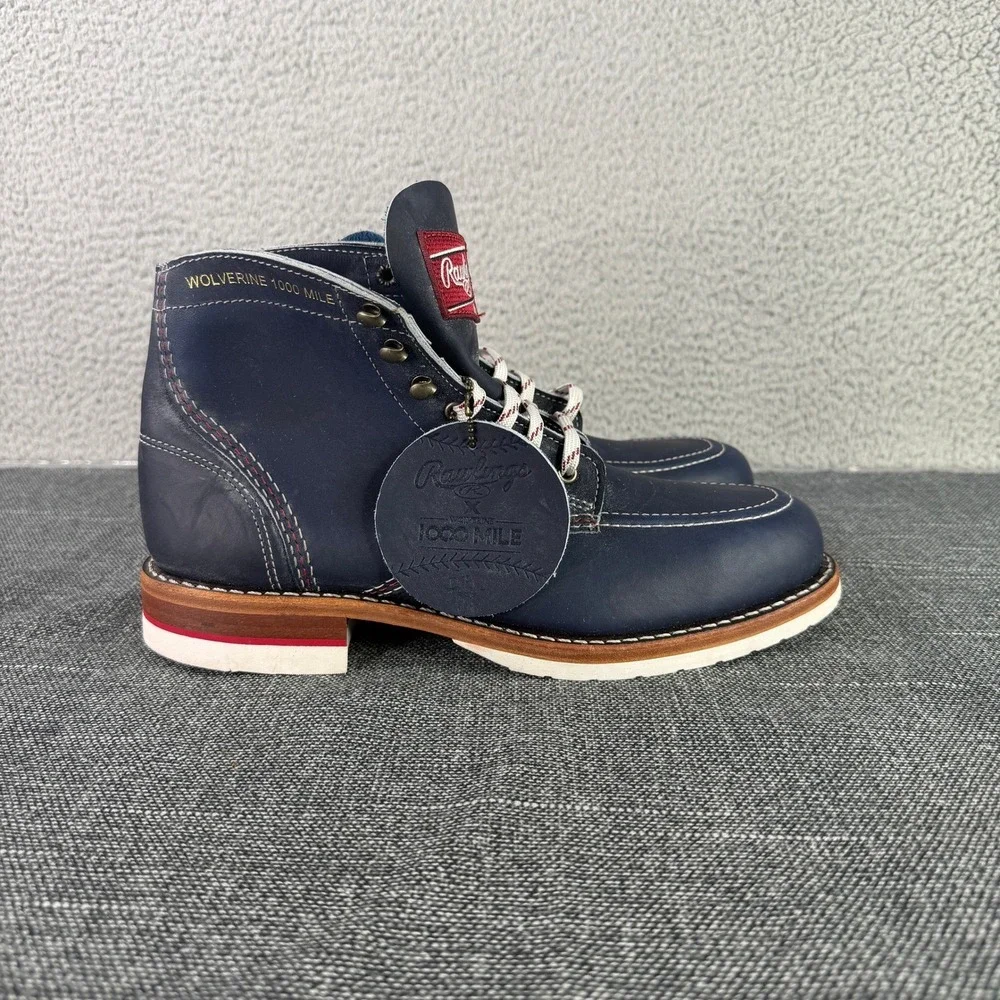 Wolverine 1000 Mile Rawlings Boot Mens 8.5‎ D Blue Leather Grand Slam Vibram USA
